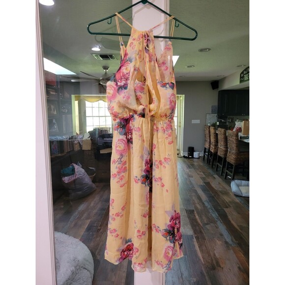 Meadow Rue Spring Silk Dress Womens\ 4 Floral Blouson Ruffle Anthropologie B1 - Picture 6 of 9